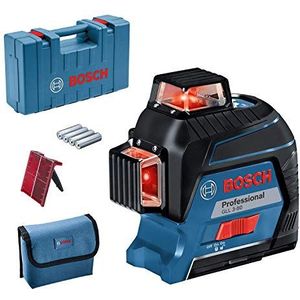 Bosch Professional bouwlaser GLL 3-80 (rode laser, binnenafwerking, werkbereik: tot max. 30 m, 4x batterij, AA, in transportkoffer)