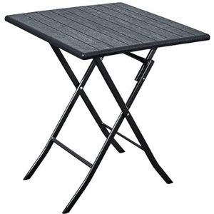 GARDENIA Klaptafel voor de tuin, terras, balkon van metaal, houtlook, antraciet, 62 x 62 cm