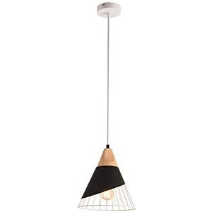 Homemania HOMPT_0011 Isabella, hanglamp, plafondlamp, wit, zwart, metaalhout, 25 x 25 x 145 cm, 1 x E27, max. 40 W.