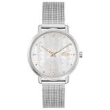 Lacoste Dames analoog quartz horloge met roestvrij stalen band 2001285, Zilver Wit