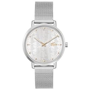Lacoste Dames analoog quartz horloge met roestvrij stalen band 2001285, Zilver Wit
