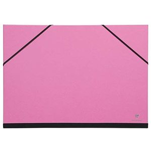 Clairefontaine - Ref 144406C - Kunstmap met elastische bandjes sluiting - Fuchsia Kleur - Aanpasbaar Vellum Card Surface, Geschikt voor documenten van 50 x 65 cm