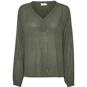 KAFFE Dames V-hals blouse met lange mouwen, regular fit, donkergroen, 34