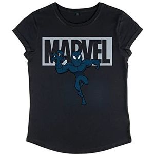 Marvel Dames Avengers Classic -Brick Panther Roll Sleeve T-Shirt, Zwart, L, zwart, L