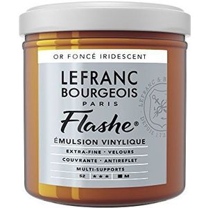 Lefranc Bourgeois 300505 Flashe acryl- en vinylverf, lichtecht, dekkend en bestand tegen veroudering - 125ml Pot, Deep Gold Iridescent