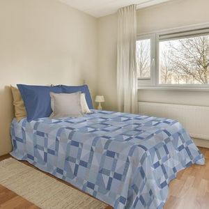 PENSIERI DELICATI Sprei 220 x 280 cm, voor eenpersoonsbed, 100% piqué-katoen, ideaal als sprei voor Frans bed, patroon Athene, lichtblauw, 100% Made in Italy