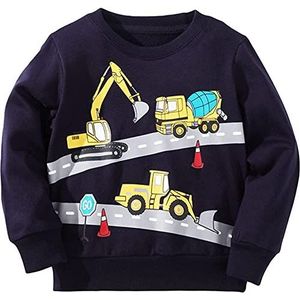 EULLA Trendy sweatshirt met lange mouwen voor jongens, graafmachine 4, 5-6 Jaren