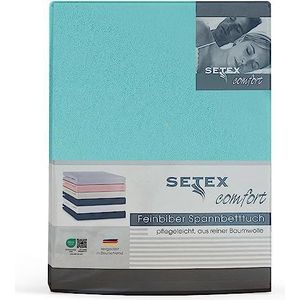 SETEX Feinflanellen hoeslaken, 200 x 200 cm, 100% katoen, turquoise, 1210 200200 407 321