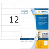HERMA 4597 weerbest folielabels voor inkjetprinters A4 (97 x 42,3 mm, 40 velles, folie, mat) zelfklevend, bedrukbaar, permanente klevende stickers, 480 etiketten voor printer, wit