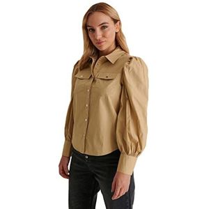 NA-KD Puff Sleeve Shirt voor dames, groen, 44