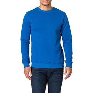 Urban Classics Heren sweater van biologisch katoen Organic Basic Crew Sweatshirt, Trui voor Mannen in vele kleuren, maten S - 5XL, Sporty Blue., XXL