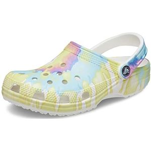 Crocs Classic Tie Dye Graphic Clog, White/Multi, 9 US Men/ 11 US Women M US