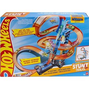 Hot Wheels Wolkenkrabber Crash Van 61 Cm Hoog Met Gemotoriseerde Booster En Oranje Baandelen Met Loops