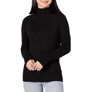 Amazon Essentials Dames Soft Touch Trechter Neck Kabel Jumper, Zwart, S