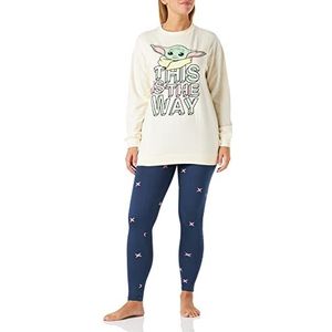 CERDÁ LIFE'S LITTLE MOMENTS Baby Yoda Dames winterpyjama ""The Mandalorian"", 100% katoen, met T-shirt en broek, officiële Star Wars, Pijama-set, wit, Wit., M