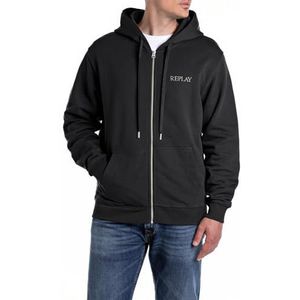 Replay Heren regular fit sweatjack met ritssluiting en capuchon, 098 Black, L