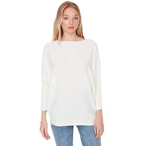 Trendyol Dames Regular Fit Basic Boothals Knitwear Sweater Sweatshirt, Ecru, S