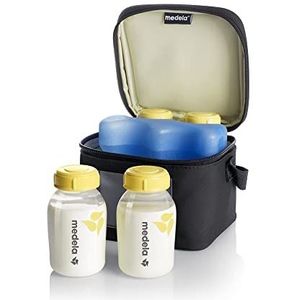 Medela Koeltas met 150 ml BPA-vrije flessen - Set van 4 bewaarflessen voor het afkolven, invriezen en bewaren van moedermelk, met een opbergzakje voor het vervoeren van moedermelk
