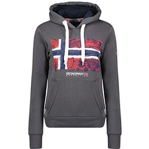 Geographical Norway Gpalm Lady - Damessweatshirt met capuchon en kangoeroezakken - sweatshirt voor dames, trui, casual, lange mouwen, warm, Donkergrijs, XL