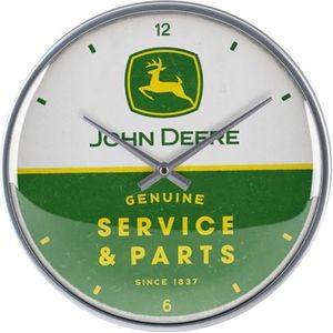 Nostalgic-Art Retro wandklok, Ø 31 cm, John Deere – Service & Parts – Cadeau idee voor tractorfans, grote keukenklok, vintage design