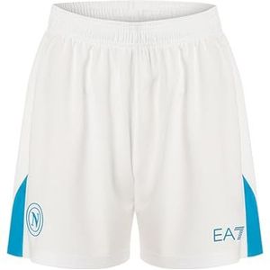 SSC NAPOLI Raceshorts, wit, lichtblauw, EA7, officieel product, voetbalshorts voor volwassenen, 2024/2025 - XXL