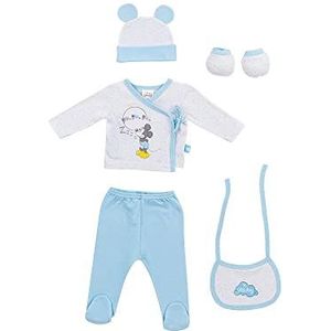 Interbaby - 5-delige geschenkset Disney Mickey Blue - First Stand pasgeboren baby - biologisch katoen en hypoallergeen