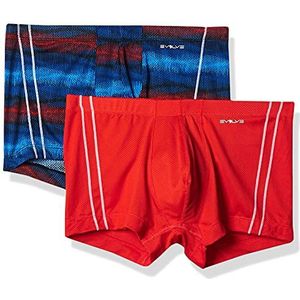 2(X) IST Evolve Men's Micro Mesh Comfort No Show Trunk Multipack Underwear,wave print poppy/flame scarlett,Medium