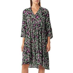 KAFFE Kaisolde Amber Dress voor dames, zwart/groen/paarse bloem, 36