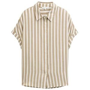 TOM TAILOR Damesblouse, 38281 - Nutria Olive Off White Stripe, 36
