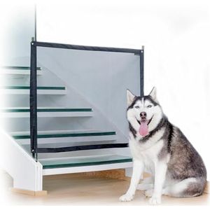 InnovaGoods Veiligheidsnet voor Huisdieren - Eenvoudige Installatie, 4x 3M Hangers, Veelzijdig, Geschikt voor Honden, Zwart, 112x73 cm