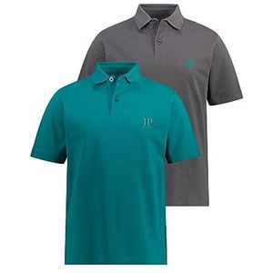 JP 1880, Poloshirt voor heren, grote maten, verpakking van 2 stuks, petrol, 5XL