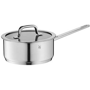 WMF Compact Cuisine steelpan 20 cm, glazen deksel, kookpan klein 2,5 l, melkpan inductie, Cromargan roestvrij staal gepolijst, schaalverdeling aan de binnenkant, ongecoat