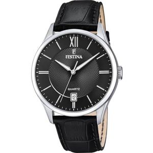 Festina Analoog kwartshorloge voor heren, met leren armband F20426/3, zwart, armband