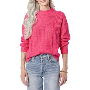 Amazon Essentials Dames Soft-Touch Moderne Kabel Crewneck Sweater (Verkrijgbaar in Grote Maat), Hot Pink, Small
