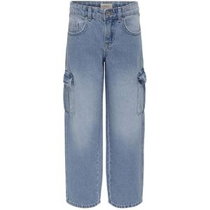 ONLY Girl Loose Fit Jeans KOGHARMONY Wide Cargo Carrot, blauw (light blue denim), 164 cm
