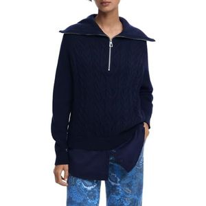 Gecombineerde Kabeltrui - Effen - Met Rits - Relaxed Pasvorm - Lange Mouwen