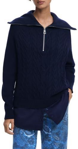 Gecombineerde Kabeltrui - Effen - Met Rits - Relaxed Pasvorm - Lange Mouwen