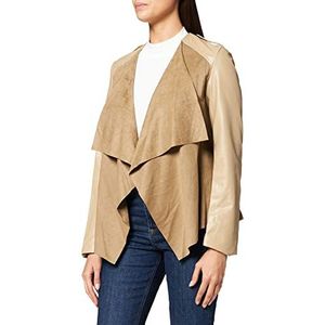 IPEKYOL Womens Classic Cut Suede Leather Mix Coat, Natural, 34