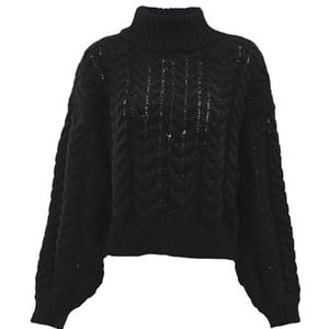 myMo Dames all-match-gebreide trui met rolkraag polyester zwart maat XL/XXL, zwart, XL