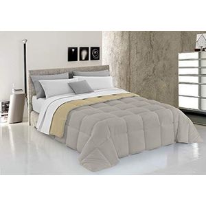 Italian Bed Linen Elegante winterdekbed, microvezel, crème/lichtgrijs, 220 x 260 cm