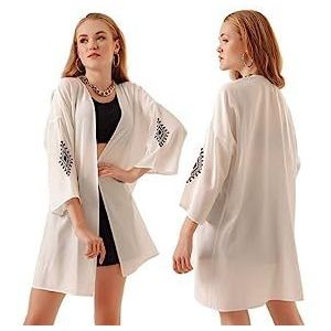 Mt Clothes Kimono, geborduurd, wit, maat 38, Wit, 36
