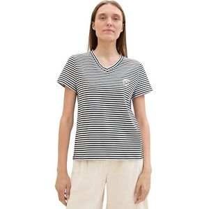TOM TAILOR T-shirt voor dames, 35348 - Black Offwhite Stripe, XS
