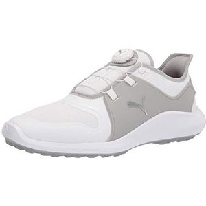 PUMA Heren Ignite Fasten8 Disc golfschoen, Puma Wit Puma Zilver Hoge Stijging, 40.5 EU