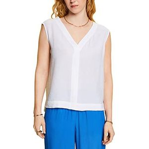 ESPRIT Collection Mouwloze blouse in crinkle-look, wit, M
