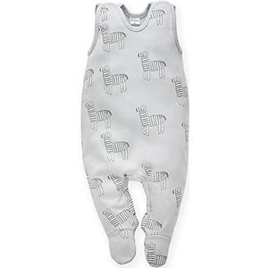 Pinokio Baby Sleepsuit Wild Animals, 100% katoen grijs met zebras, uniseks maat 50-68 (50), grijs, 50 cm