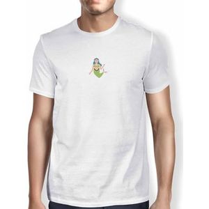 Green Fish, Basic T-shirt voor heren, 100% katoen, regular fit, Digital Icon Printed, maat: L, kleur: wit, wit, L