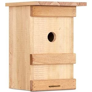 Windhager nestkastje BIRDY, vogelhuisje, broodkastje, nesthulp vogelnestkast, massief hout, inclusief ophangsysteem, 17 x 17 x 24,5 cm, 06925