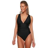 Trendyol Dames Gedetailleerd badpak in korset One Piece Swimsuit, zwart, 36