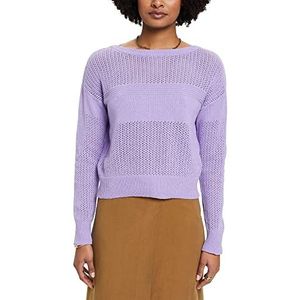 Esprit Collection Katoenen trui in pointelle-look, lavendel, S