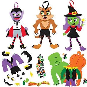 Baker Ross FX219 Kralen Decoratie Sets voor Halloween �– Set van 5 Decoraties voor kinderen, halloweenfeestjes, knutselen voor kinderen